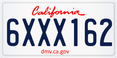CA license plate 6XXX162