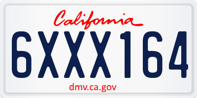 CA license plate 6XXX164