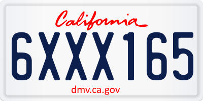 CA license plate 6XXX165