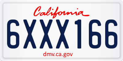 CA license plate 6XXX166