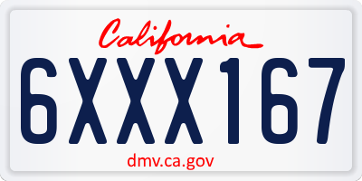 CA license plate 6XXX167