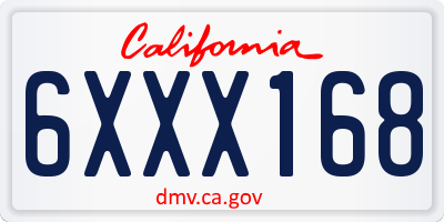 CA license plate 6XXX168