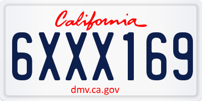 CA license plate 6XXX169