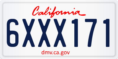 CA license plate 6XXX171
