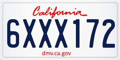 CA license plate 6XXX172