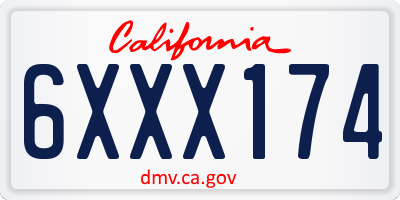 CA license plate 6XXX174