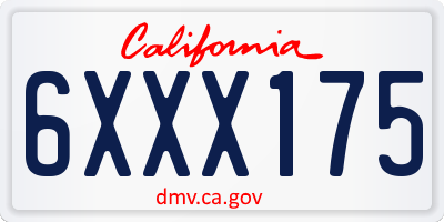 CA license plate 6XXX175