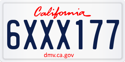 CA license plate 6XXX177