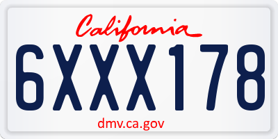 CA license plate 6XXX178