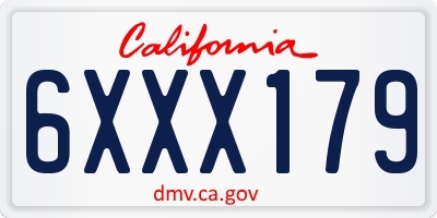 CA license plate 6XXX179