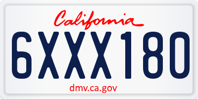 CA license plate 6XXX180