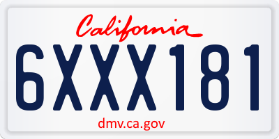 CA license plate 6XXX181