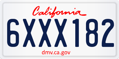 CA license plate 6XXX182