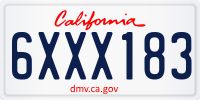 CA license plate 6XXX183