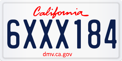 CA license plate 6XXX184