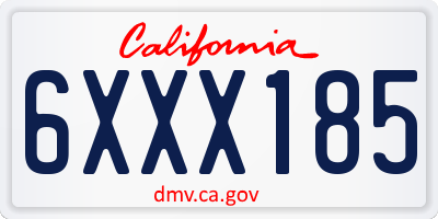 CA license plate 6XXX185