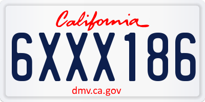 CA license plate 6XXX186