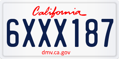 CA license plate 6XXX187