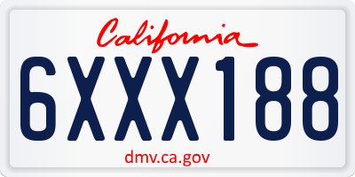 CA license plate 6XXX188