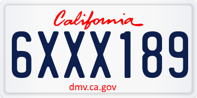 CA license plate 6XXX189