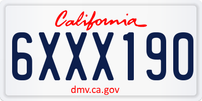 CA license plate 6XXX190