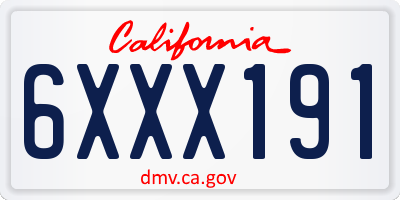 CA license plate 6XXX191