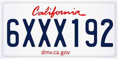 CA license plate 6XXX192