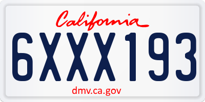 CA license plate 6XXX193