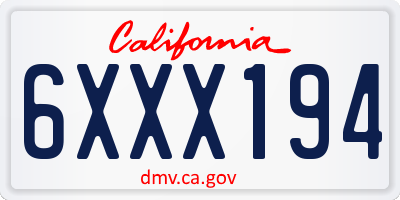 CA license plate 6XXX194