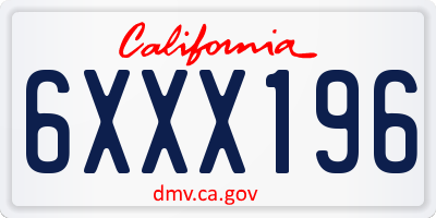 CA license plate 6XXX196