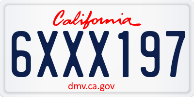 CA license plate 6XXX197