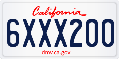 CA license plate 6XXX200