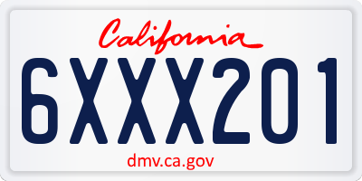 CA license plate 6XXX201