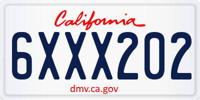CA license plate 6XXX202