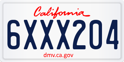 CA license plate 6XXX204