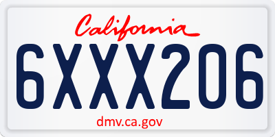 CA license plate 6XXX206