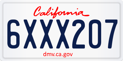 CA license plate 6XXX207