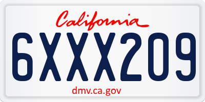 CA license plate 6XXX209
