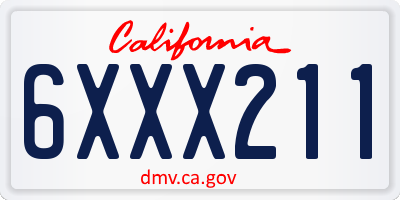 CA license plate 6XXX211