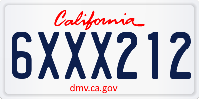 CA license plate 6XXX212