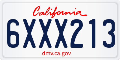 CA license plate 6XXX213