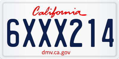 CA license plate 6XXX214