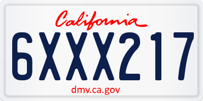 CA license plate 6XXX217