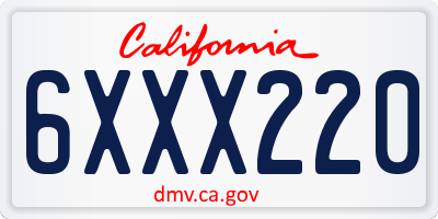 CA license plate 6XXX220