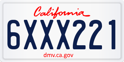 CA license plate 6XXX221