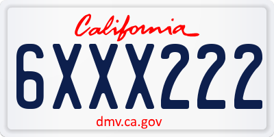 CA license plate 6XXX222