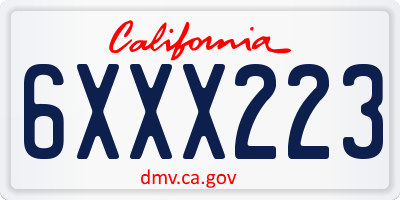 CA license plate 6XXX223