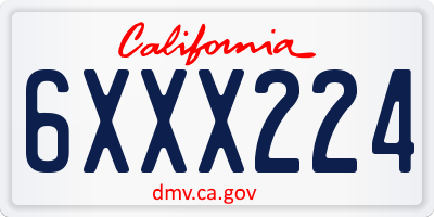 CA license plate 6XXX224