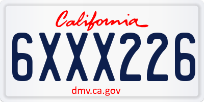 CA license plate 6XXX226