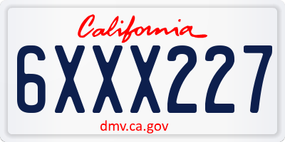 CA license plate 6XXX227